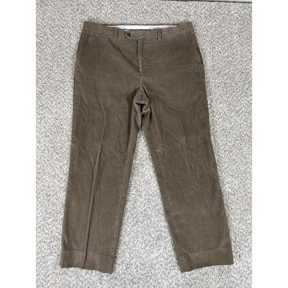 Ralph Lauren Pants Mens 36x32 Brown Straight Leg Trousers Pleated Actual 36x29‎